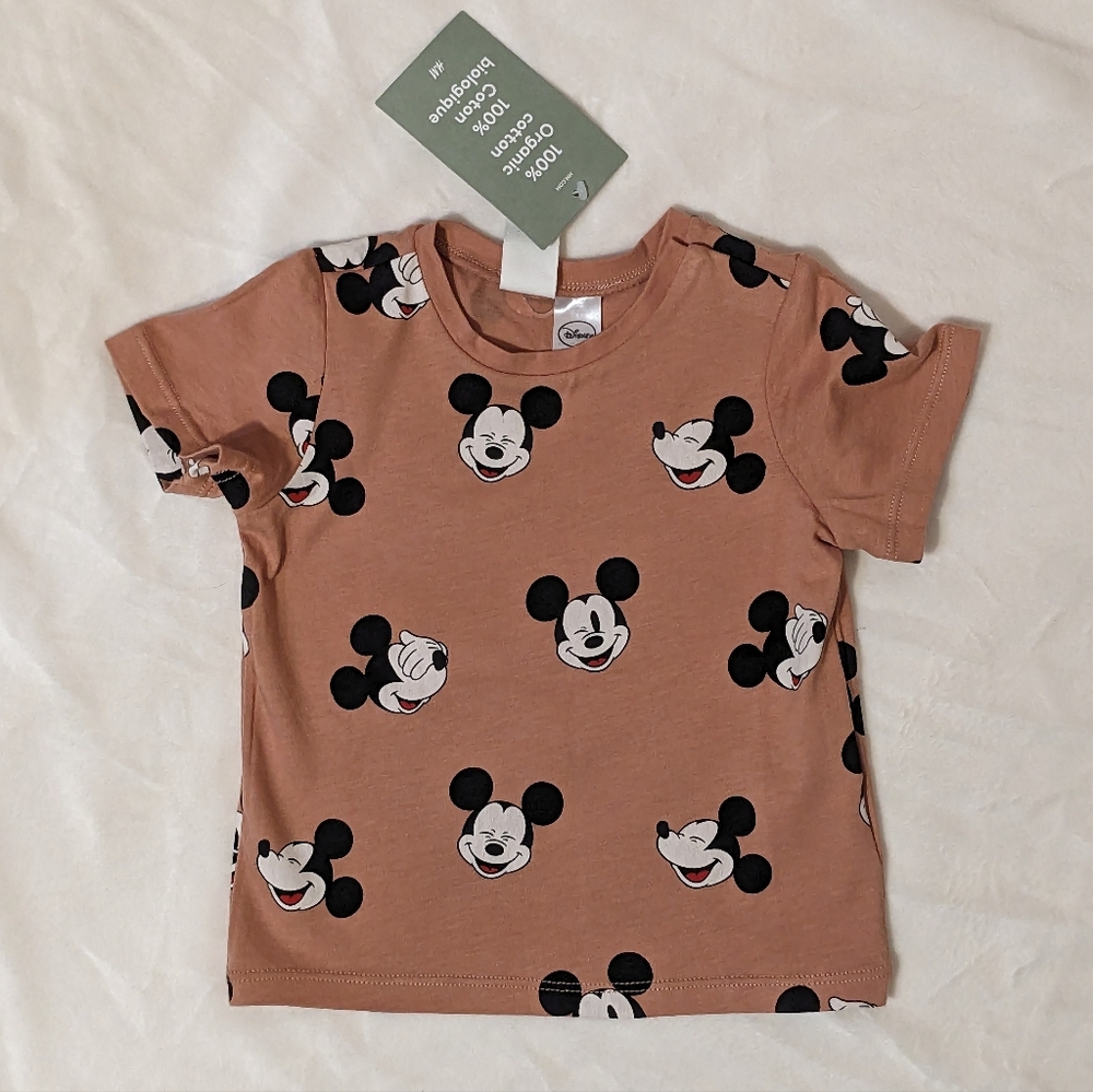 NWT H&M x Disney Mickey Mouse 2PC Organic-Cotton Top & Denim Shorts 6m